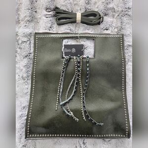 Dark Green Studded Tote Bag NWT